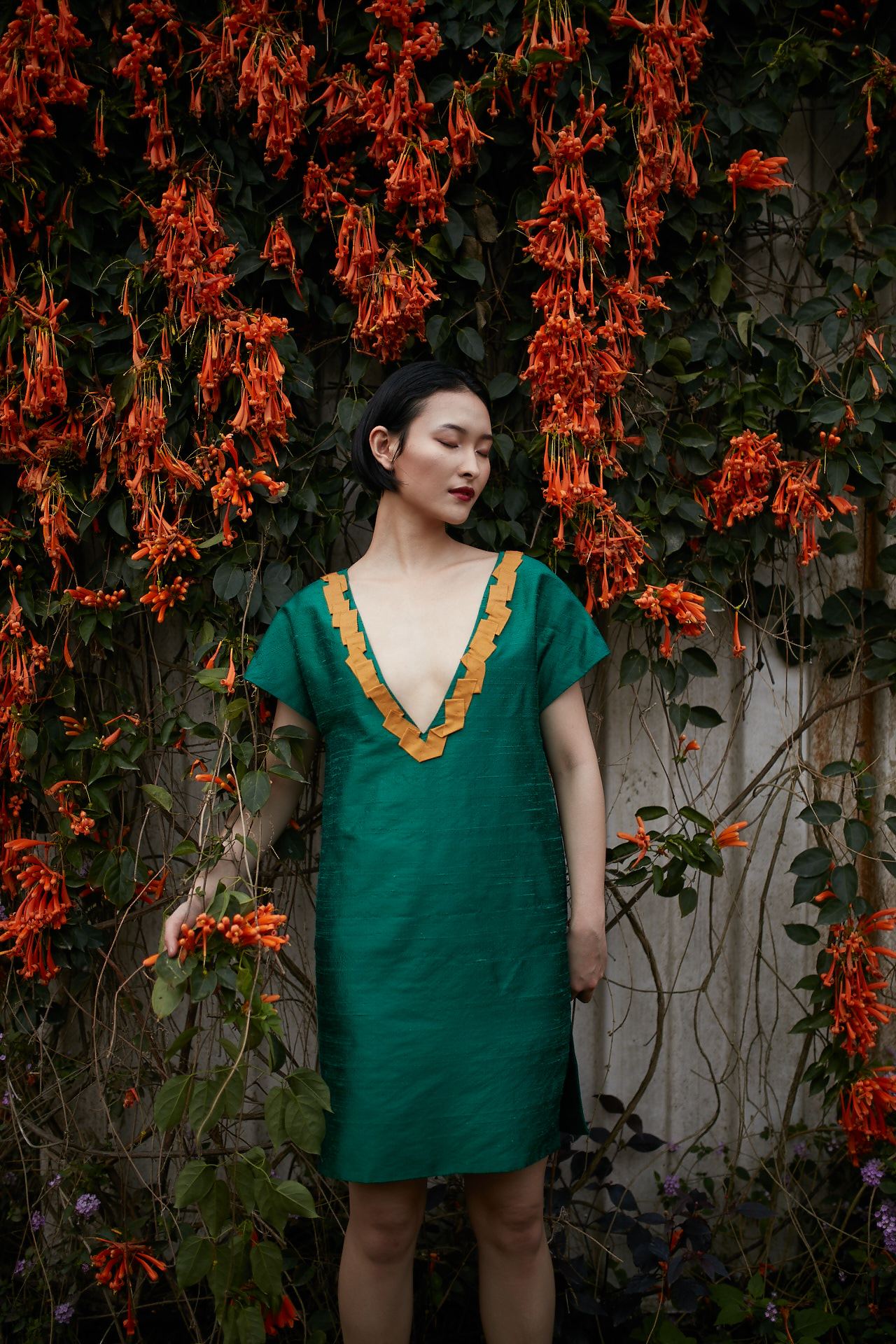 Style: MIRIAM Silk Dupioni Tunic Dress - Peony Rice