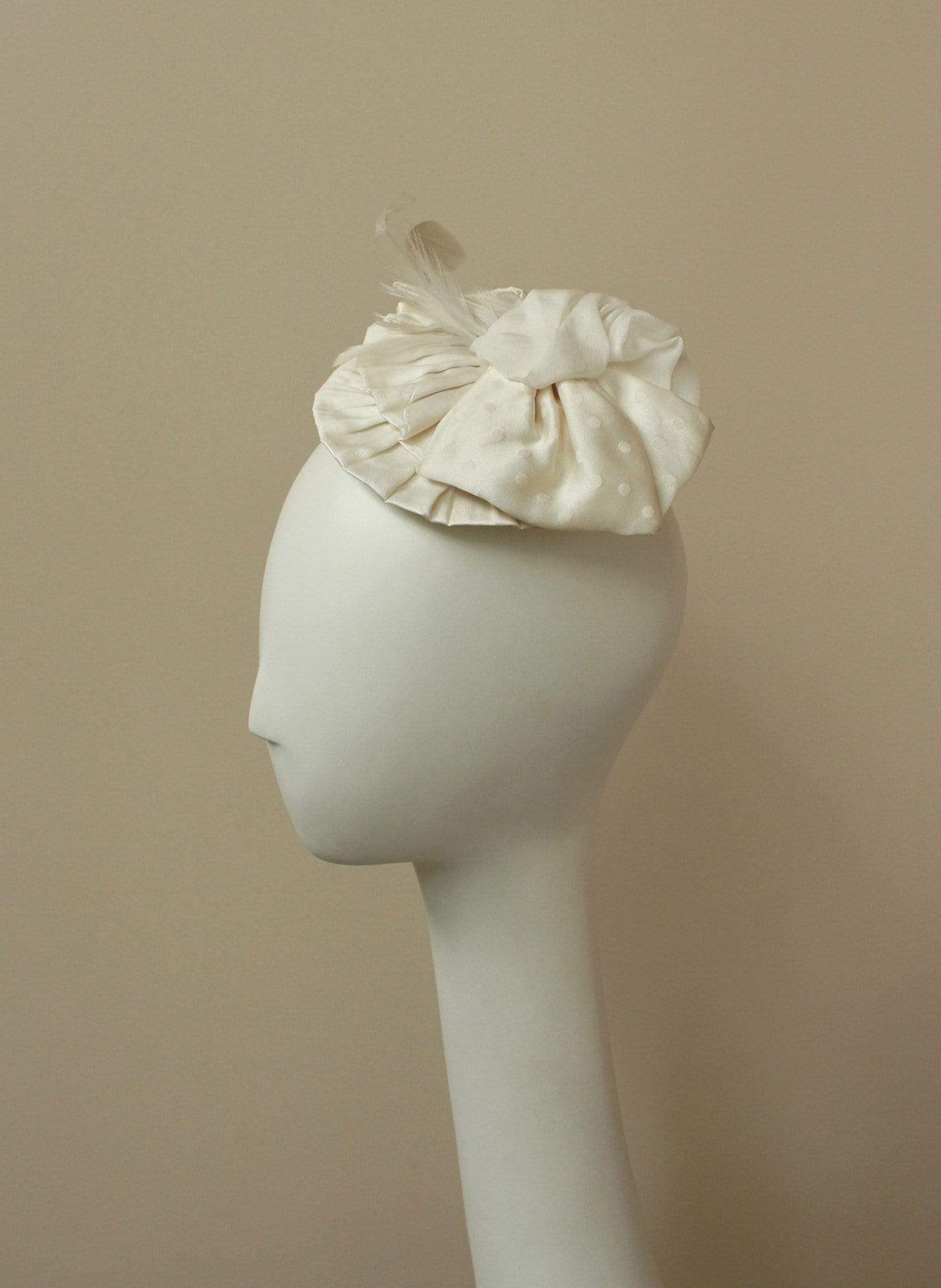 Style: ANISE Silk Pleated Fan & Polka Dot Bow Head Topping - Peony Rice