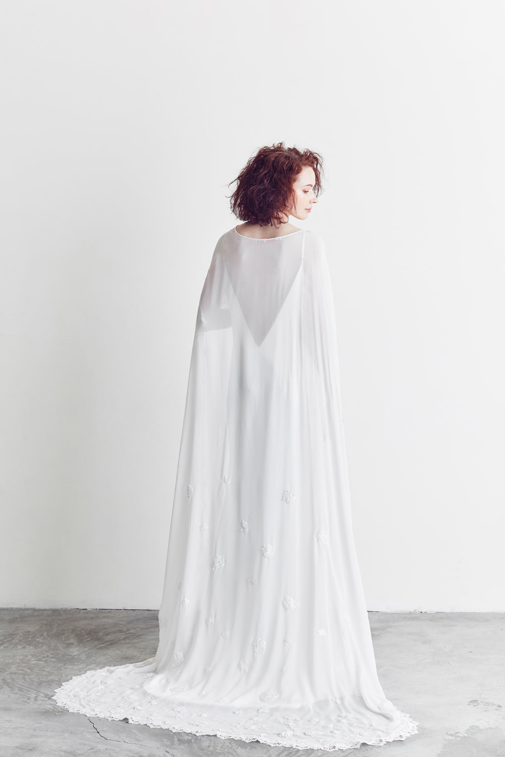 Copy of Style: ADONIS Long Silk Cape Peony Rice