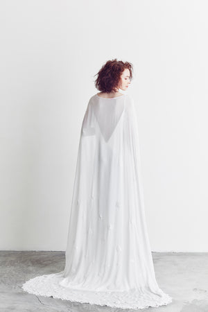 Copy of Style: ADONIS Long Silk Cape Peony Rice