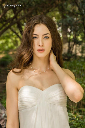 Style: RUBY Silk Crinkle Chiffon Ruched Front Bandeau Gown - Peony Rice