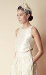 Style: ZOE Cut Out Silk Crop Top Peony Rice