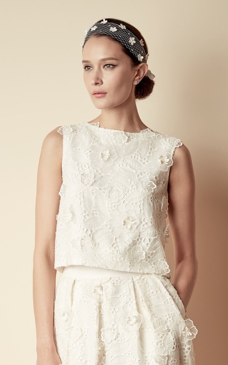Style: KARLA 3D Floral Embroidery Crop Top Peony Rice