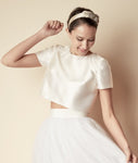 Style: IMELDA Art Deco Inspired Crystal and Pleated Silk Head Topping - Peony Rice