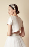 Style: JIN Wool Silk Short Sleeve Crop Top Peony Rice