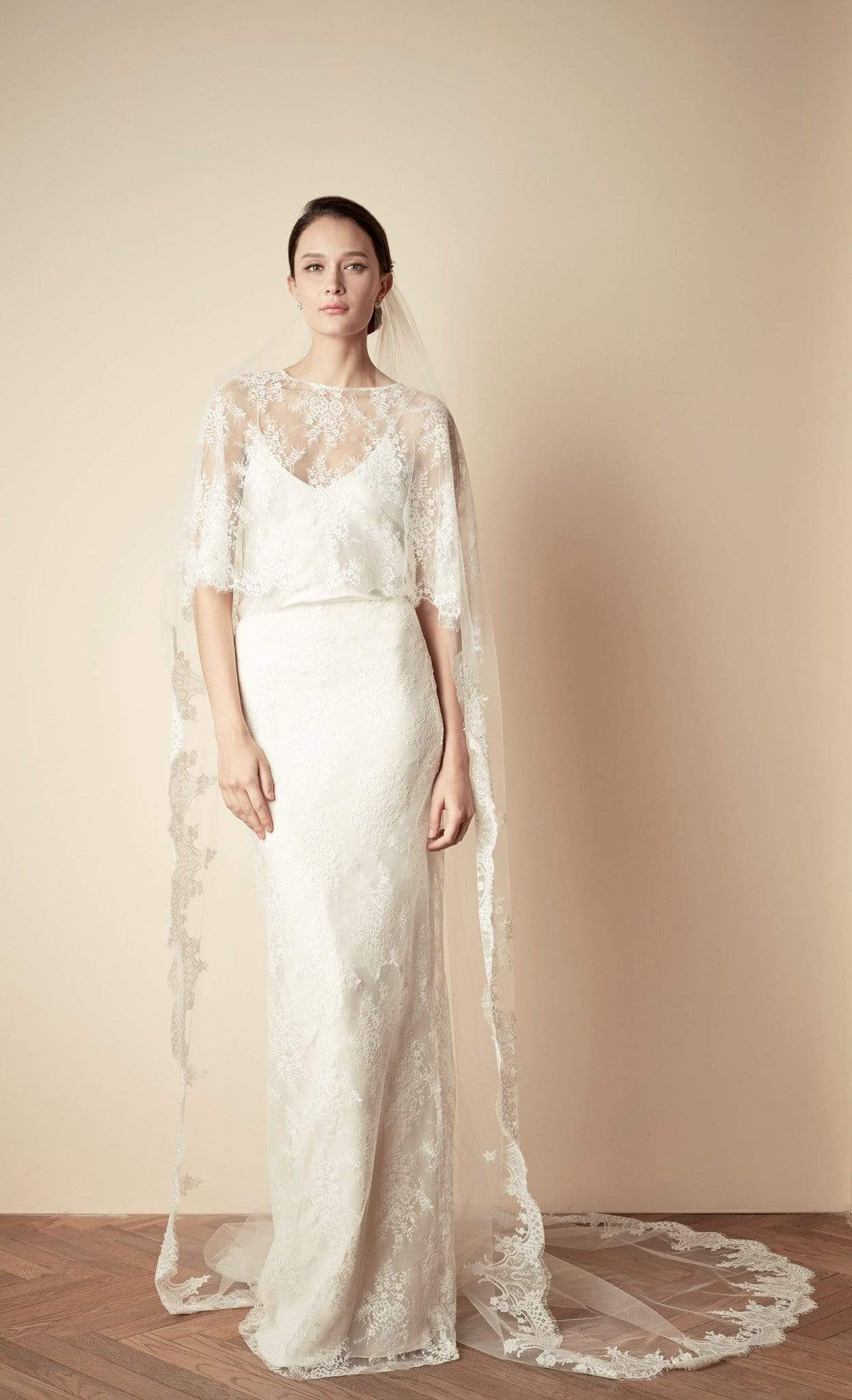 Peony Rice Style: CAROLA Lace overlay Column Skirt Peony Rice Style: CAROLA Lace overlay Column Skirt