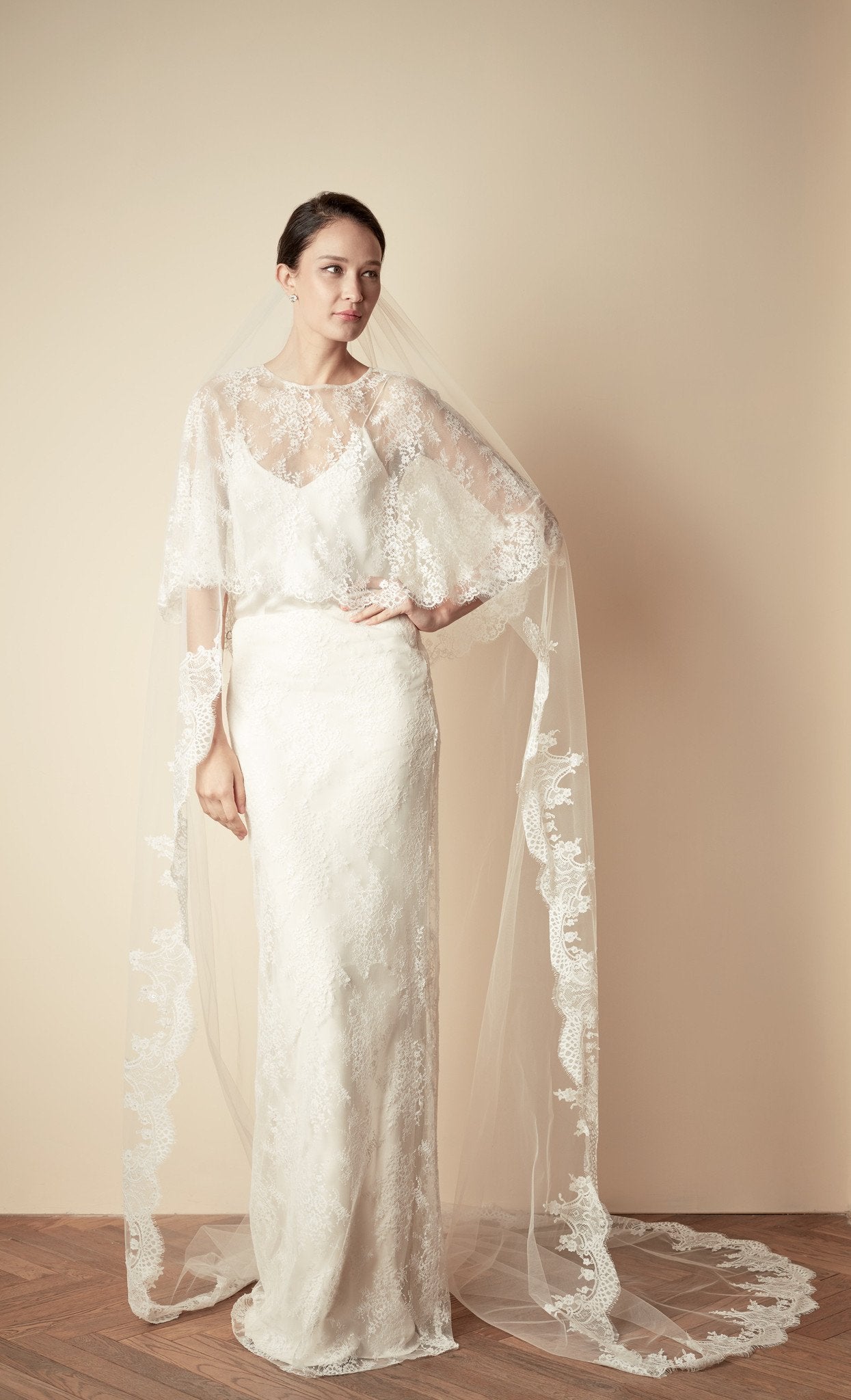 STYLE: JOCELYN Lace & Beaded Cathedral Veil - Peony Rice