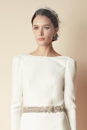 Style: DELORES Vintage Style Crystal Embellished Mini Comb Topping - Peony Rice