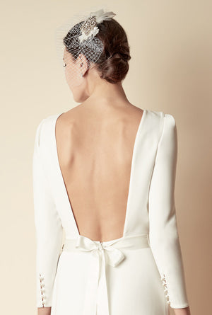 Style: DELORES Vintage Style Crystal Embellished Mini Comb Topping - Peony Rice