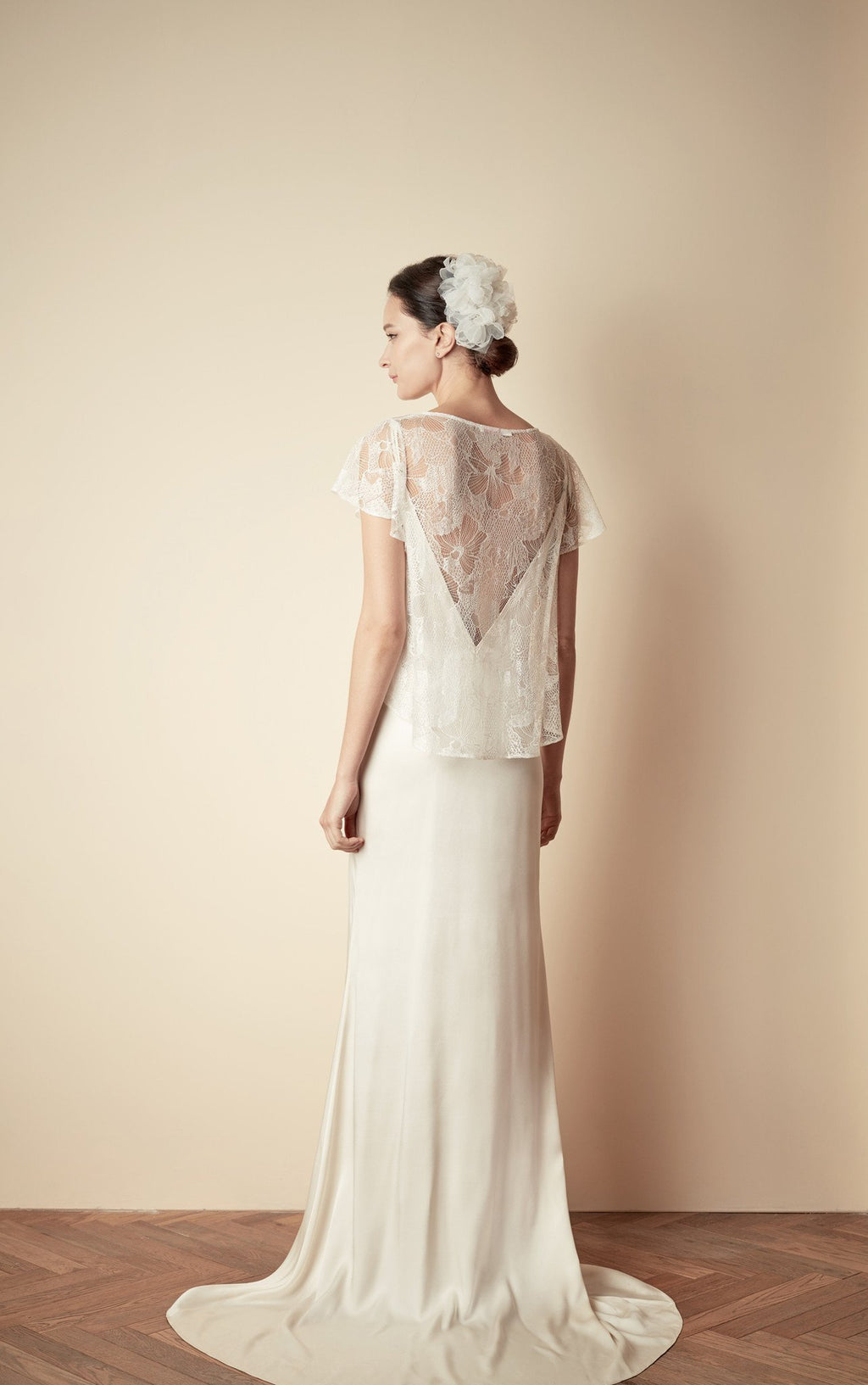 Style: JOAN Silk V-back Maxi Slip & JACKIE Iris Lace A-line Swing Top Combo - Peony Rice