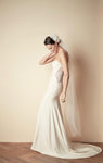 Style: TINA Cut Out Lace Panel Bandeau Dress with Fluted Hem - Peony Rice