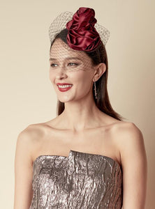 Style FRIEDA: Silk Organdy Sculpture Head Topping With Veil Peony Rice