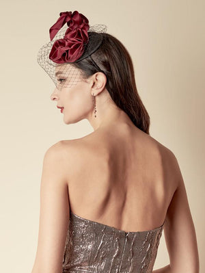 Style FRIEDA: Silk Organdy Sculpture Head Topping With Veil Peony Rice