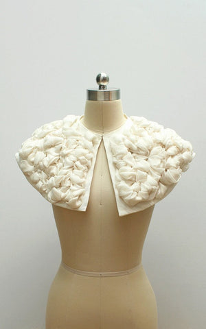 Style: CHLOE Hand Knotted Ice Cream Silk Capelet - Peony Rice
