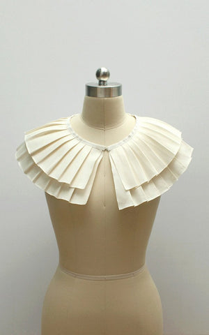 Style: CATHERINE Pleated Two Tiered Thai Silk Capelet - Peony Rice