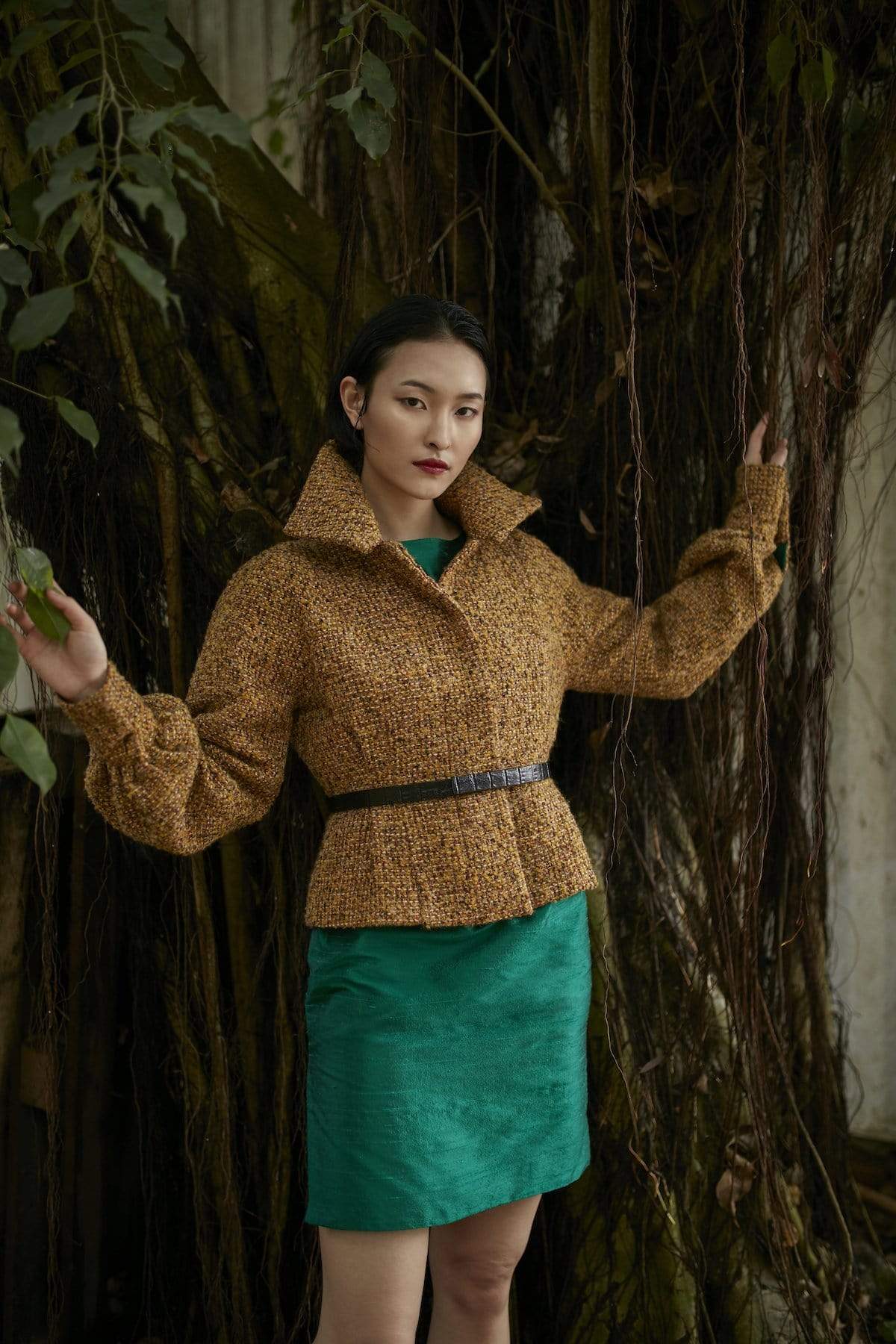 Style: BARBARA Blouson Sleeve Wool Jacket - Peony Rice