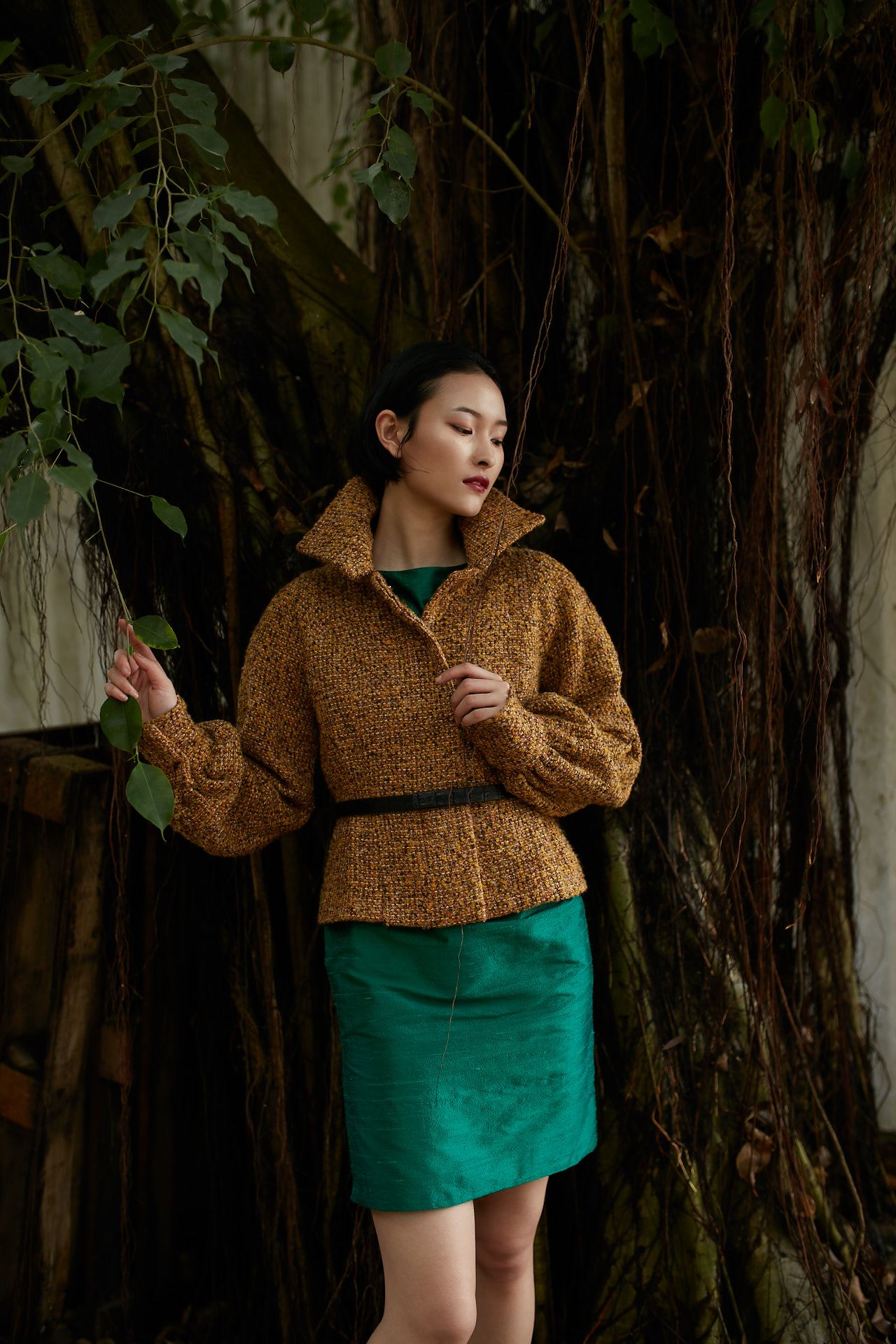 Style: MIRIAM Silk Dupioni Tunic Dress S / Emerald Green Style: MIRIAM Silk Dupioni Tunic Dress S / Emerald Green