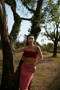 Style: LORETTA Cut Away Pencil Skirt - Peony Rice