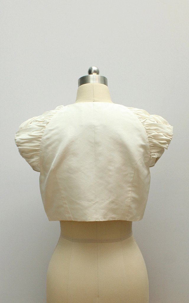 Style: CAMILLA Twist Sleeve Silk Crop Jacket - Peony Rice
