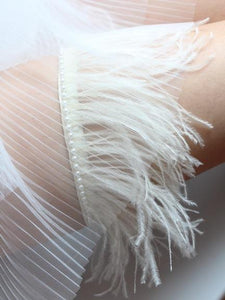 Style #7  Dramatic Garter Trimmed with Faux Pearls - Peony Rice