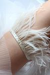 Style #6  Dramatic Garter Trimmed with Swarovski Crystals - Peony Rice