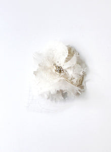 Style: IRENE Lace And Organza Layered Flower Mini Comb Topping - Peony Rice