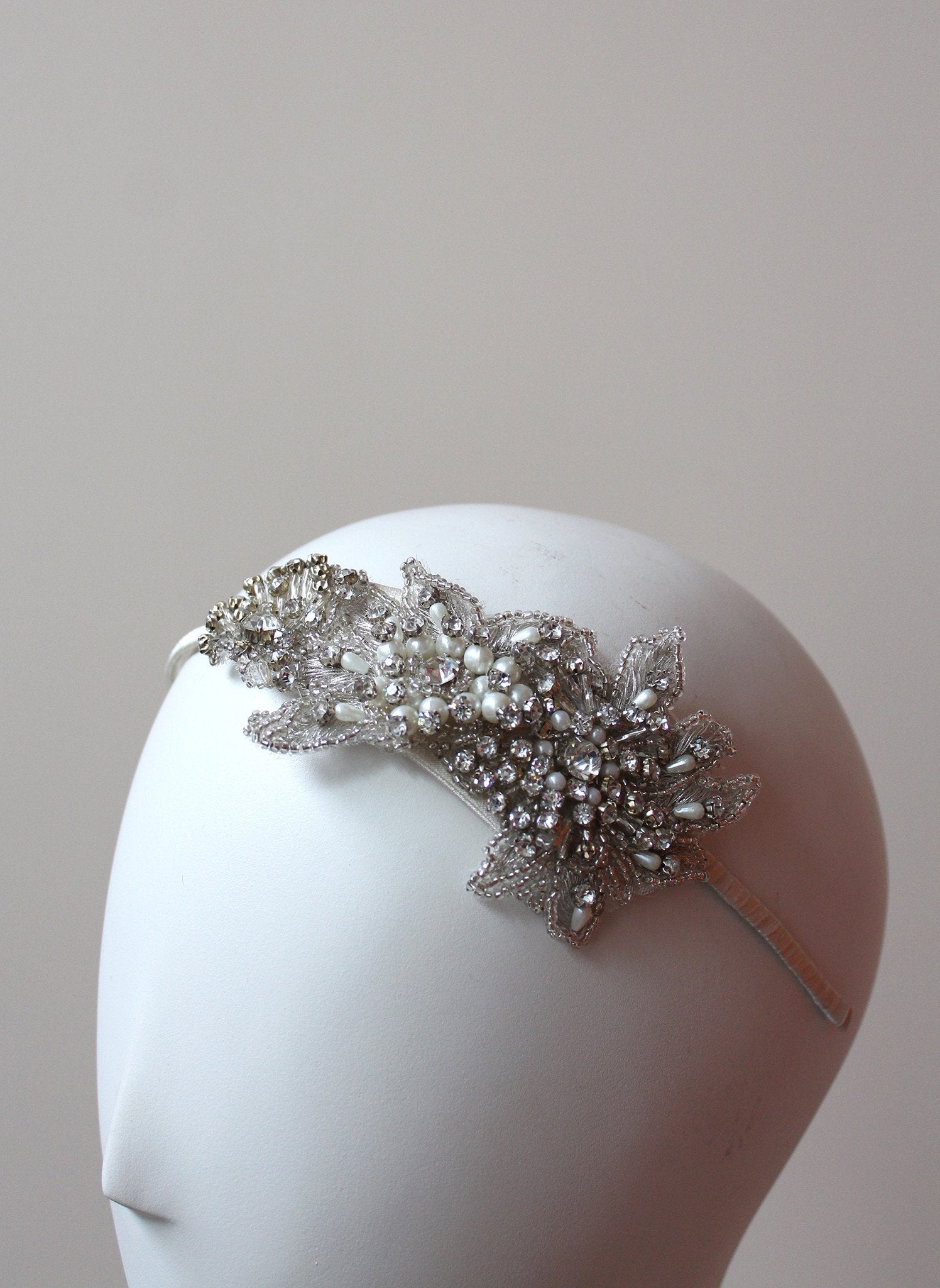 Style: IMOGENE Crystal Flower Embellished Head Topping - Peony Rice