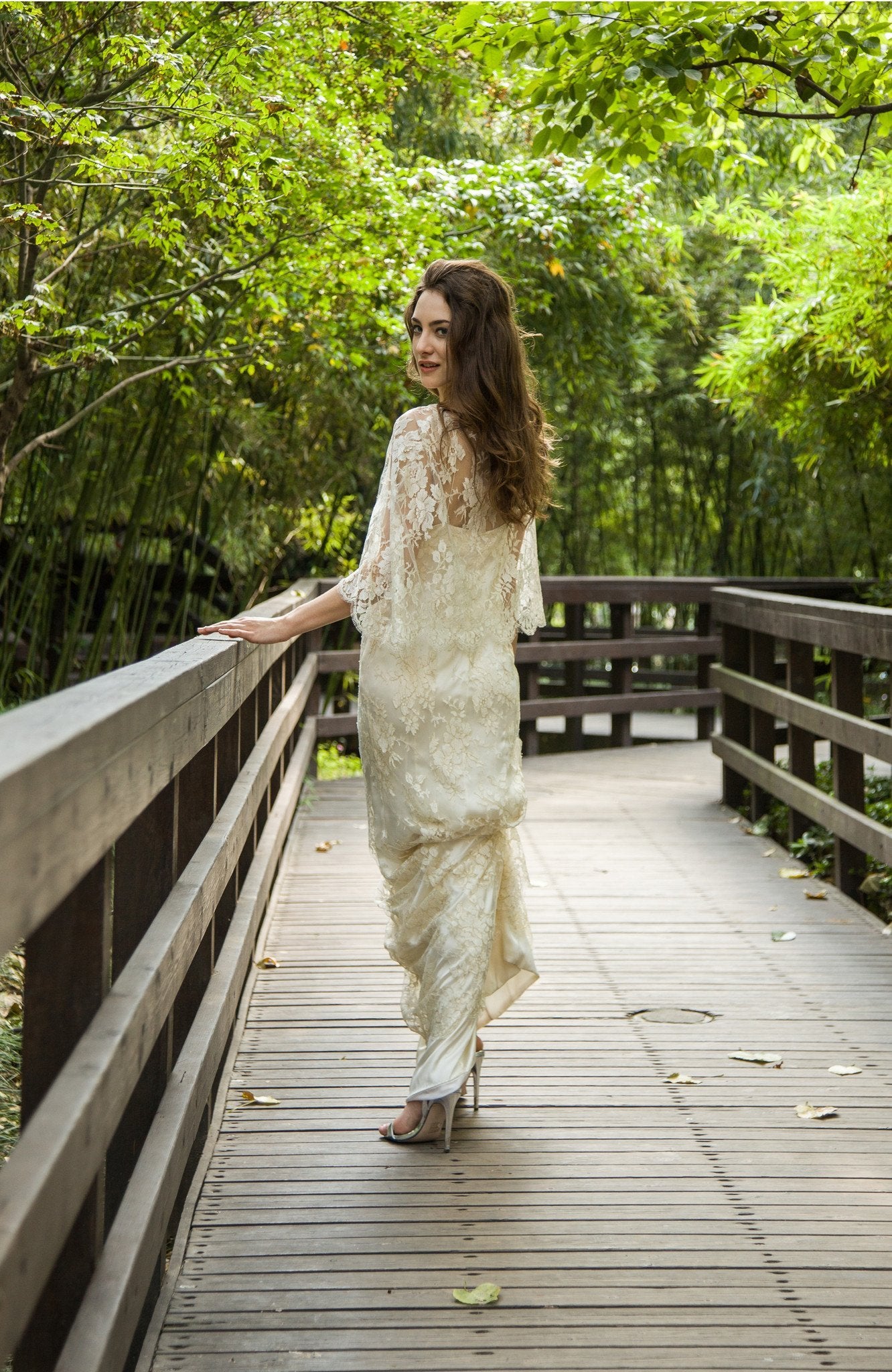 Style: JULIANNA Gold Metallic Lace Spaghetti Gown - Peony Rice