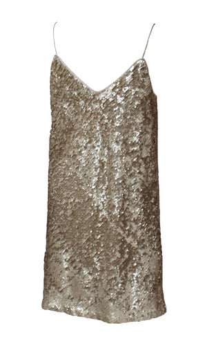 gold sequin slip dress Soft Sequin Slip Dress- Rose Gold Large