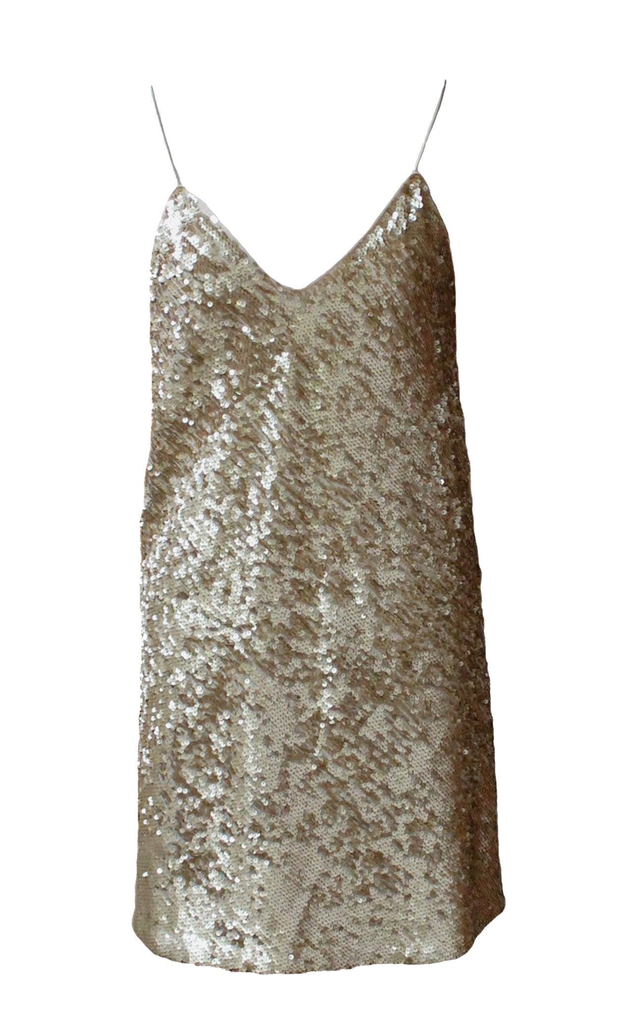 Style: KELLY Gold Pailette Slip Dress - Peony Rice