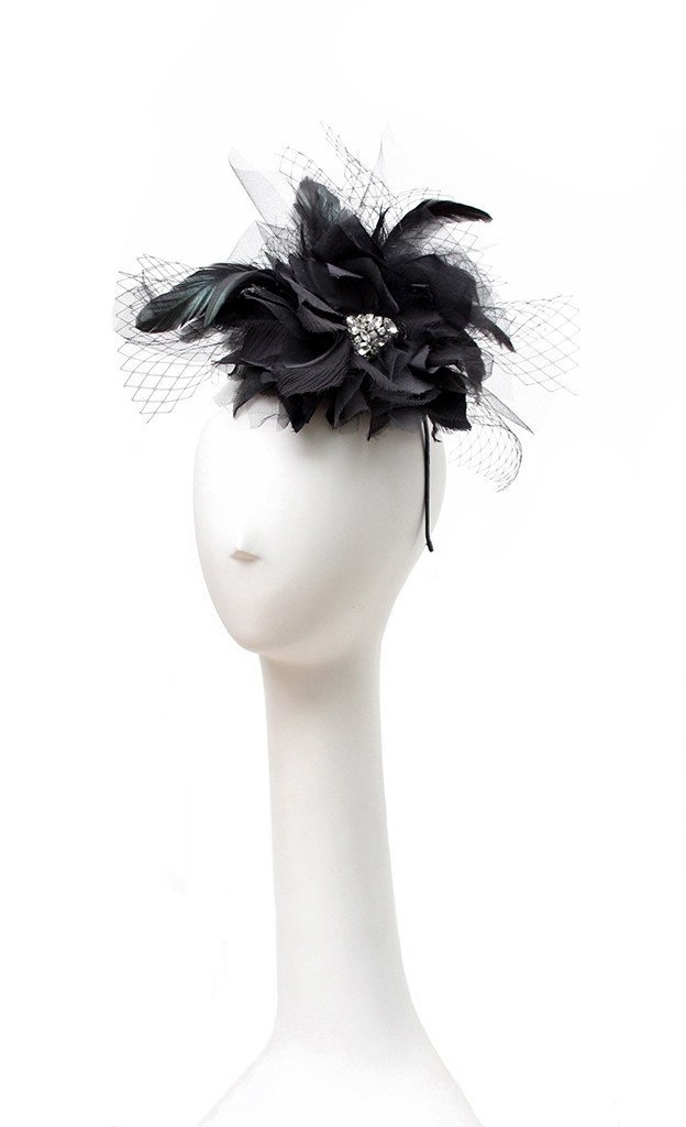 Style: MICHELLE Silk Rosette & Tulle Crystal Head Topping - Peony Rice