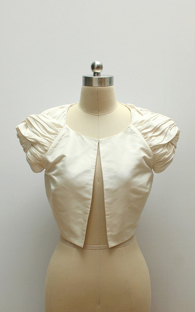 Style: CAMILLA Twist Sleeve Silk Crop Jacket - Peony Rice