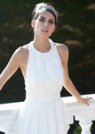 Style: SARAH Silk Flower & Crystal Embellished Tulle Head Wrap - Peony Rice