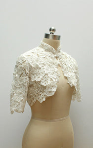 Style: CAITLIN Lace Floral Cut Applique Bolero - Peony Rice