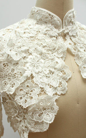 Style: CAITLIN Lace Floral Cut Applique Bolero - Peony Rice
