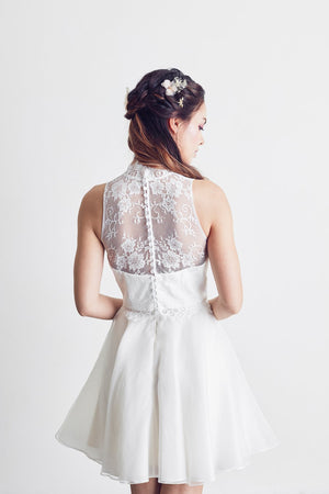 Style: LELE Illusion Lace Qi Pao Top Peony Rice