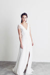 Style: SOLEIL Ditsy Floral Embroidered Tulle & Chiffon A -Line Gown - Peony Rice