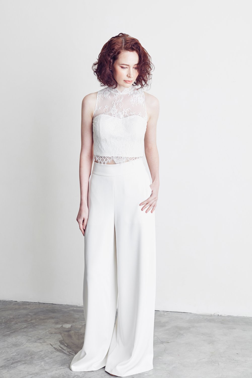 Style: LELE Illusion Lace Qi Pao Top Peony Rice