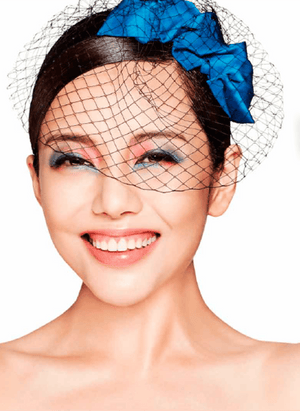 Style: BLAIR Silk Origami Fold Head Topping with Veil - Peony Rice