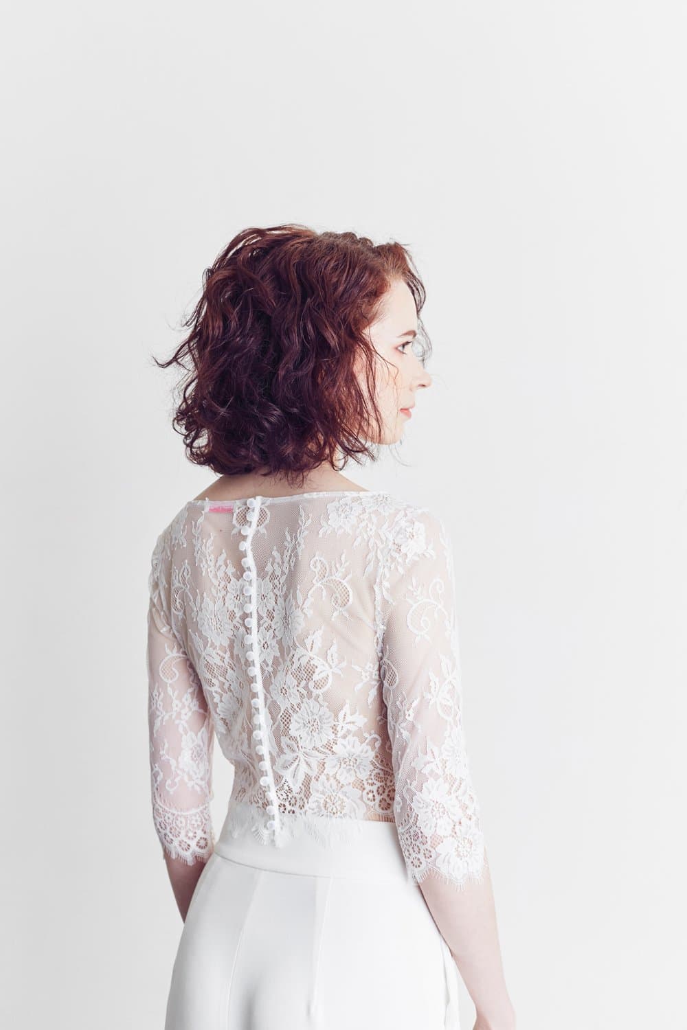 Style: CELESTE Illusion Lace Top Peony Rice