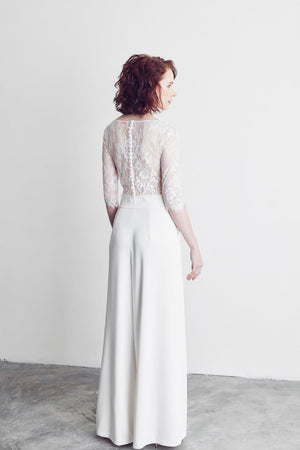 Style: CELESTE Illusion Lace Top Peony Rice