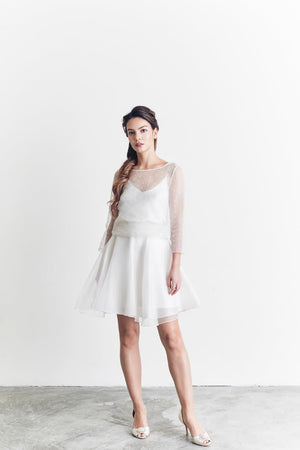 Style: CHERIE Layered Silk Organza Circle Skirt - Peony Rice