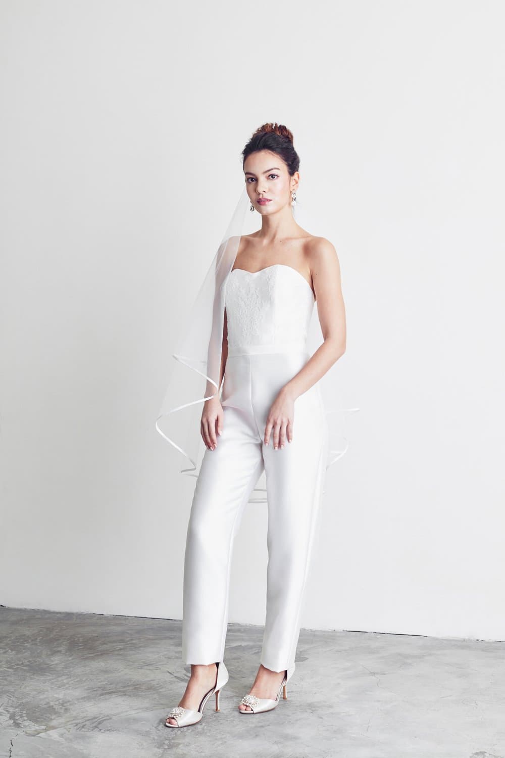 Style: DIA Silk Wool and Lace Bandeau Jumpsuit - Peony Rice