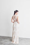 Style: FARRAH French Lace Qi Pao Illusion Gown - Peony Rice