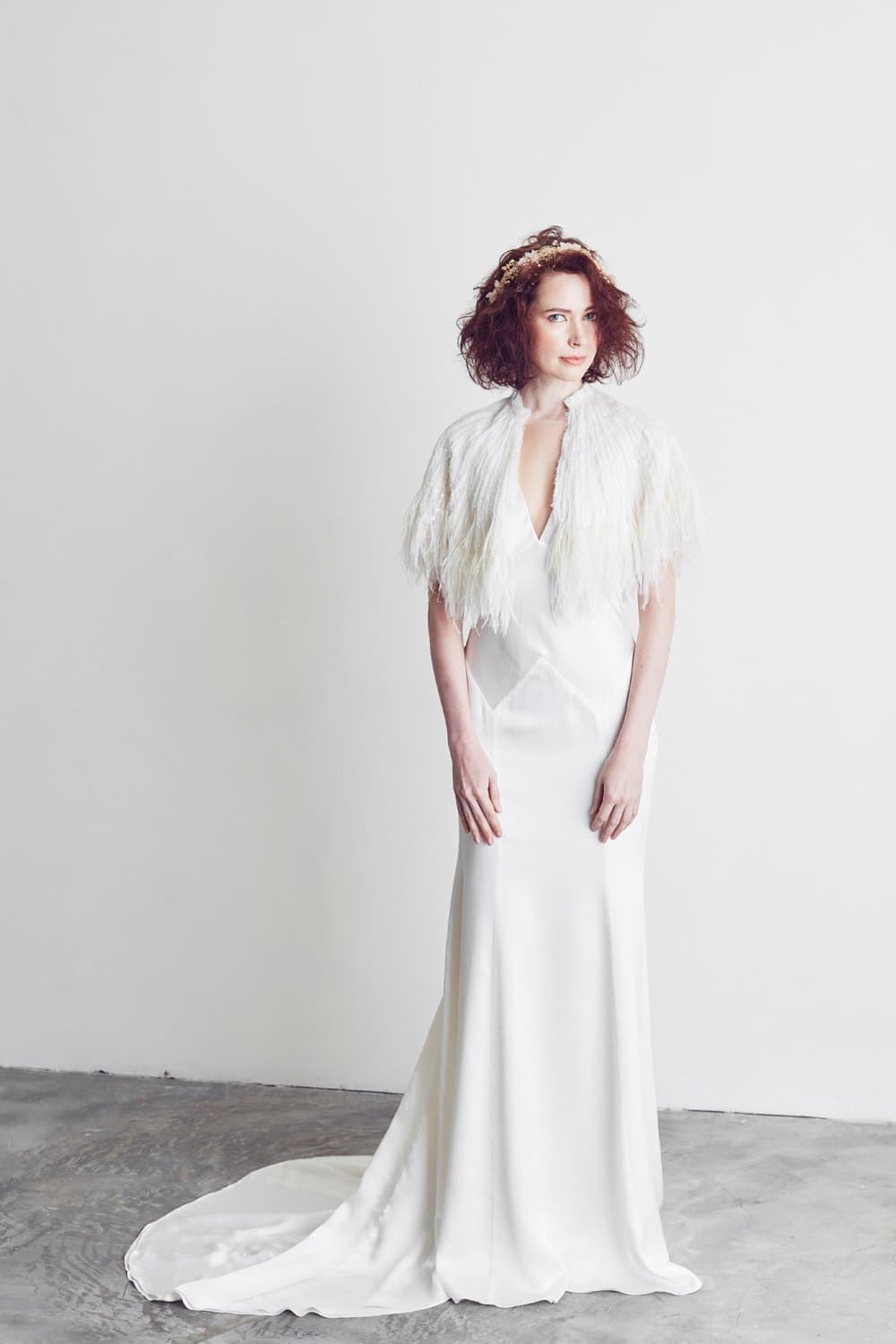 Style: GRETA Bias Cut Hammered Silk Satin Deep V Panelled Gown - Peony Rice