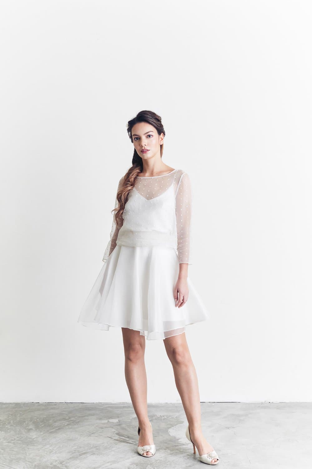 Peony Rice Style: KARA Embroidered Polka Silk Organza Top Peony Rice Style: KARA Embroidered Polka Silk Organza Top