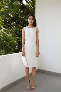 Peony Rice Style: LILY Boat Neck Sheath Dress US 8 / Soft White Peony Rice Style: LILY Boat Neck Sheath Dress US 8 / Soft White
