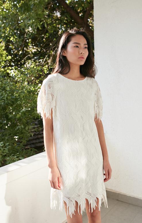 embroidered fringe dress GAL EMBROIDERY FRINGE MINI DRESS (RUNWAY) 2 / OFF White