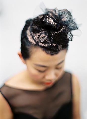 Style: LACEY Metallic Lace Twist & Tulle Head Topping - Peony Rice