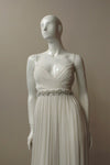 Style: MARIA Art Deco Crystal and Pearl Cross Satin Tie Belt - Peony Rice